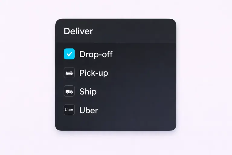 Choosing pickup and delivery options in the Ragpiq app